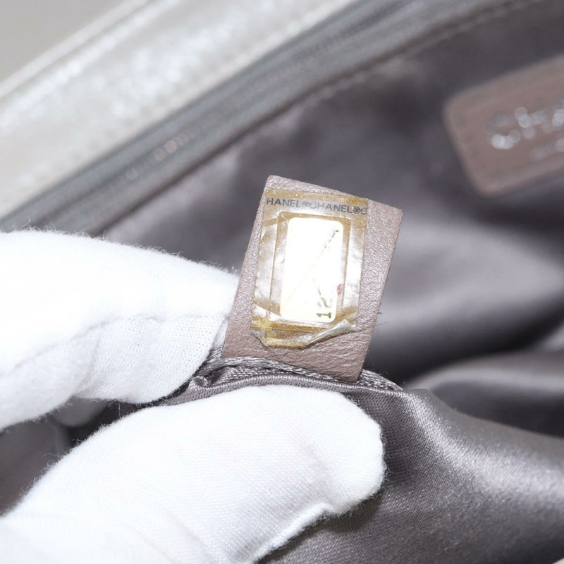 【日本直送】香奈兒羊皮鏈肩背包 灰色 銀色 CC Auth bs32040-11