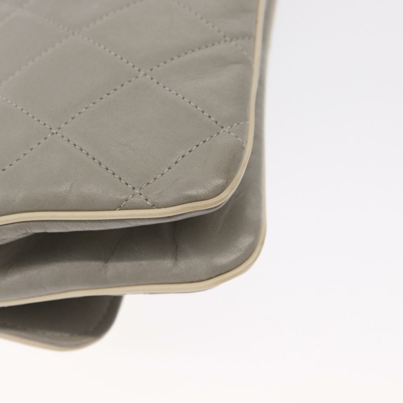 【日本直送】香奈兒羊皮鏈肩背包 灰色 銀色 CC Auth bs32040-14