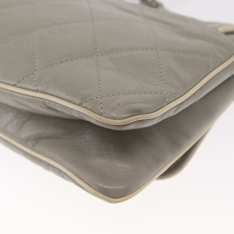 【日本直送】香奈兒羊皮鏈肩背包 灰色 銀色 CC Auth bs32040-15