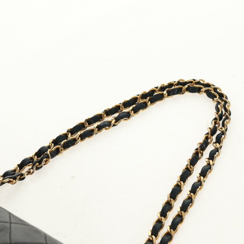 【日本直送】香奈兒 Matelasse 25 雙蓋鏈條包，羊皮材質，黑色，金色雙C標誌，正品編號 158003SAV-13