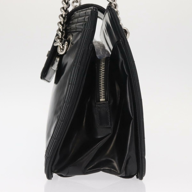 【日本直送】香奈兒 Boy Chanel 鏈條肩背包 皮革 黑色 銀色 CC Auth bs31910-2