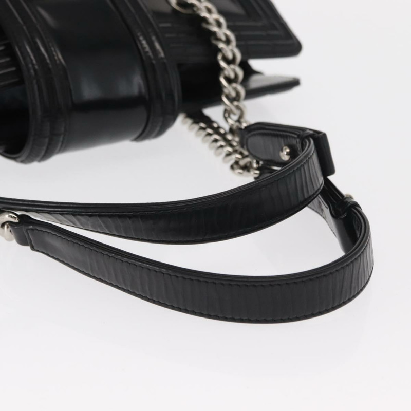 【日本直送】香奈兒 Boy Chanel 鏈條肩背包 皮革 黑色 銀色 CC Auth bs31910-6