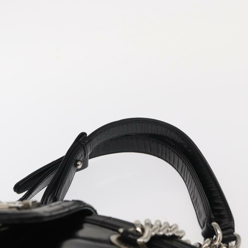 【日本直送】香奈兒 Boy Chanel 鏈條肩背包 皮革 黑色 銀色 CC Auth bs31910-7
