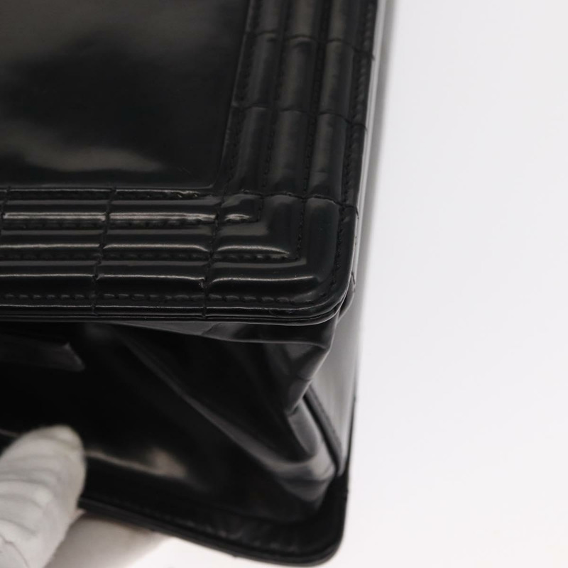 【日本直送】香奈兒 Boy Chanel 鏈條肩背包 皮革 黑色 銀色 CC Auth bs31910-14