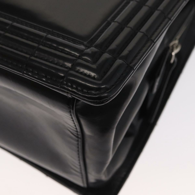 【日本直送】香奈兒 Boy Chanel 鏈條肩背包 皮革 黑色 銀色 CC Auth bs31910-15