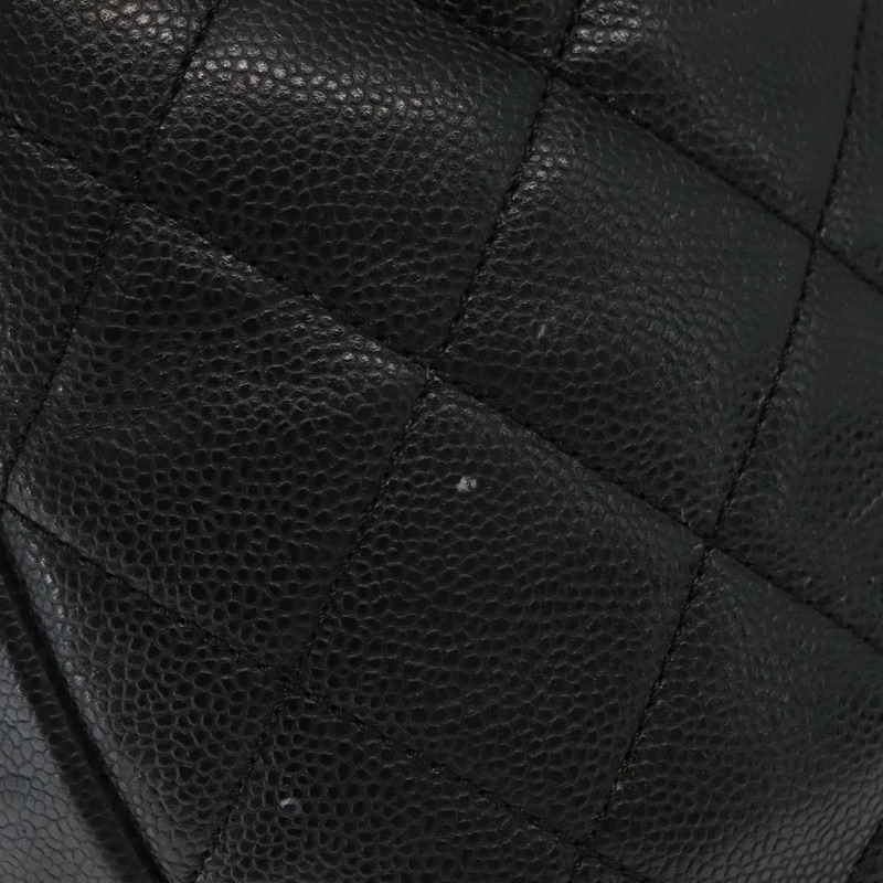 【日本直送】香奈兒 (CHANEL) 菱格紋鏈條肩背包，魚子醬紋皮革，黑色，銀色雙C標誌，正品編號 156514V-2