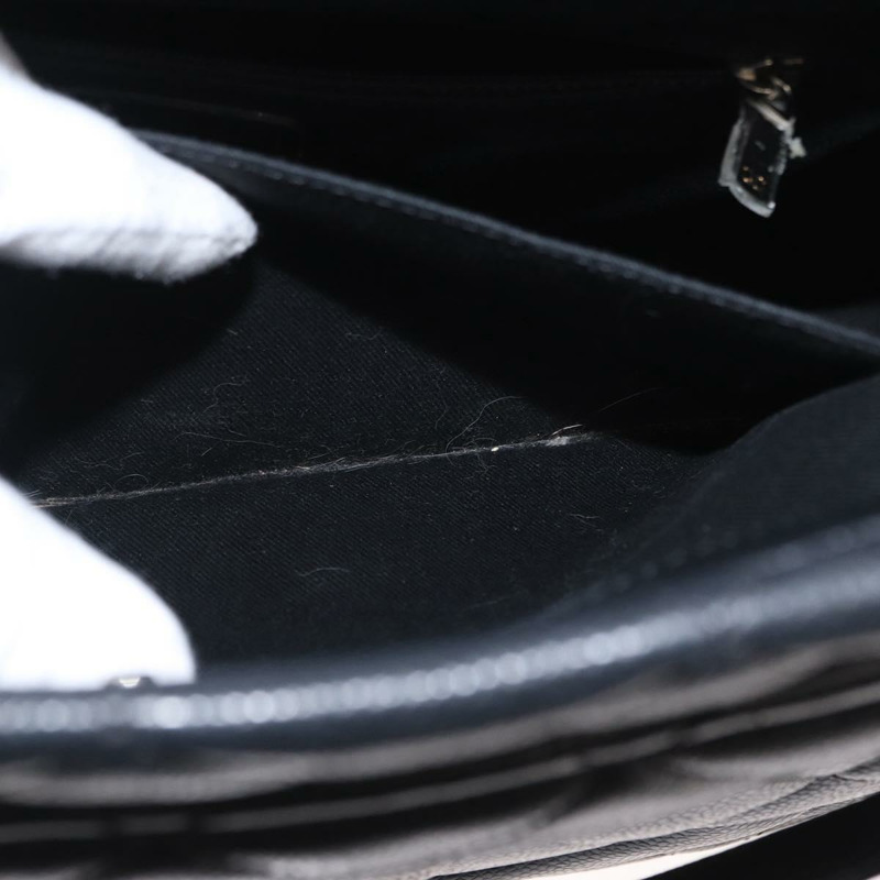 【日本直送】香奈兒 (CHANEL) 菱格紋鏈條肩背包，魚子醬紋皮革，黑色，銀色雙C標誌，正品編號 156514V-25