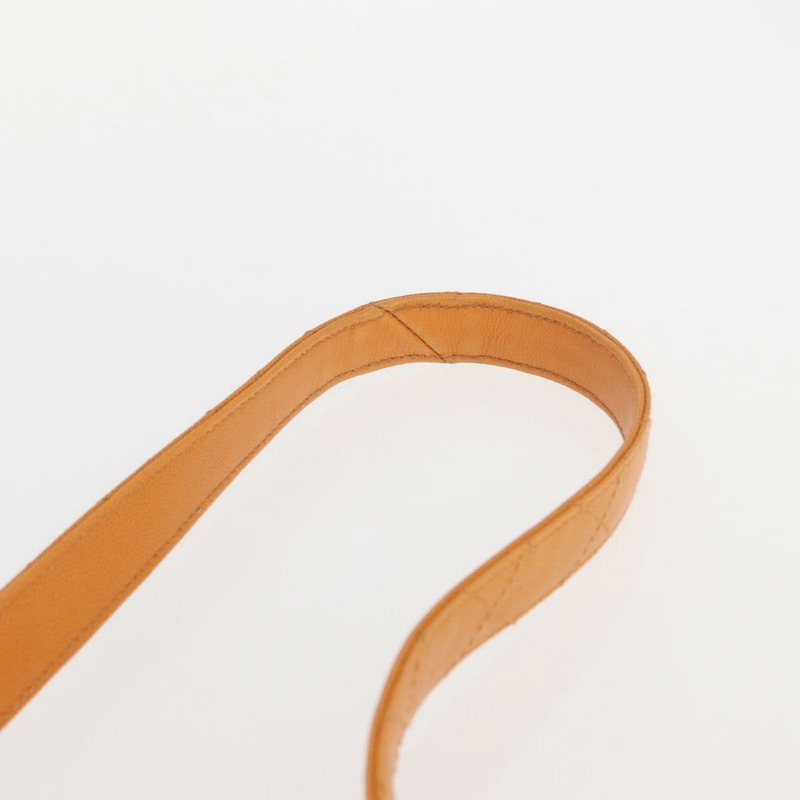 【日本直送】香奈兒 (CHANEL) 絎縫肩背包 魚子醬皮 橘色 金色 CC 標誌 Auth 158942V-13