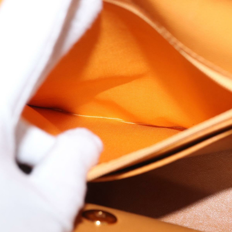 【日本直送】香奈兒 (CHANEL) 絎縫肩背包 魚子醬皮 橘色 金色 CC 標誌 Auth 158942V-27