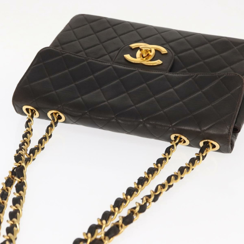 【日本直送】香奈兒 Matelasse 34 鏈條肩背包，羊皮材質，黑色，金色雙C標誌，正品編號 158867SAV-5