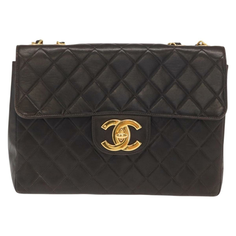 【日本直送】香奈兒 Matelasse 34 鏈條肩背包，羊皮材質，黑色，金色雙C標誌，正品編號 158867SAV-12