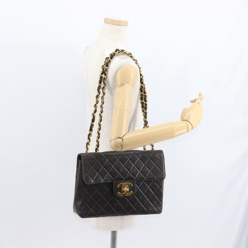 【日本直送】香奈兒 Matelasse 34 鏈條肩背包，羊皮材質，黑色，金色雙C標誌，正品編號 158867SAV-26