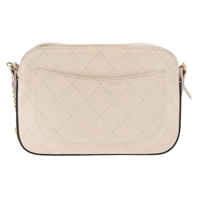 【日本直送】香奈兒 Bicolore 鏈條肩背包，米色皮革，金色 CC 標誌，正品 BA9466SAV-1