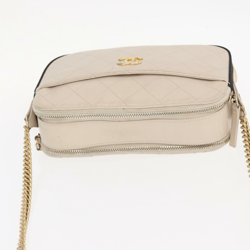 【日本直送】香奈兒 Bicolore 鏈條肩背包，米色皮革，金色 CC 標誌，正品 BA9466SAV-7