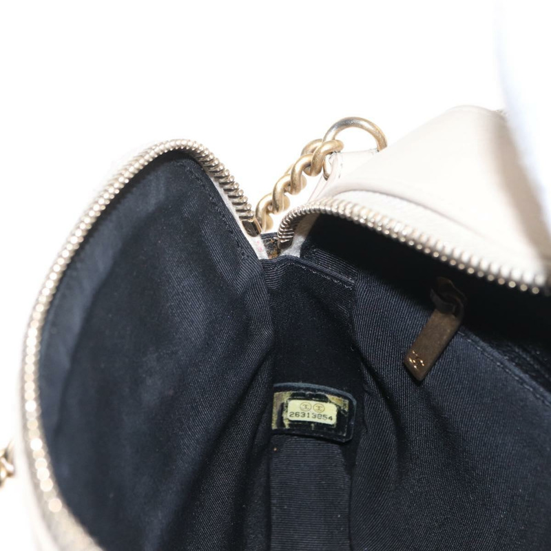 【日本直送】香奈兒 Bicolore 鏈條肩背包，米色皮革，金色 CC 標誌，正品 BA9466SAV-24