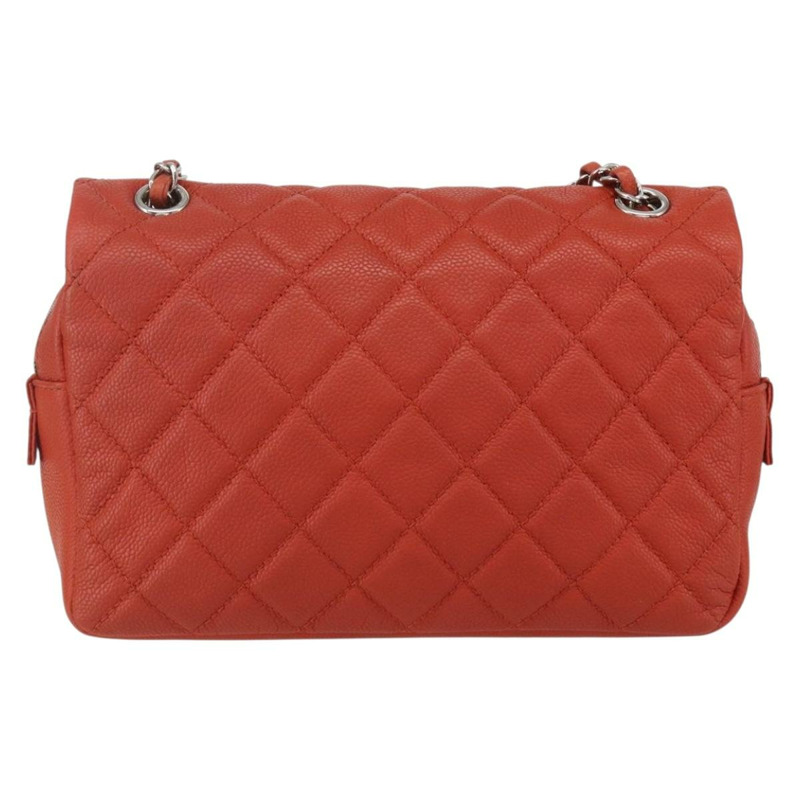 【日本直送】香奈兒 Matelasse 25 鏈條肩背包,魚子醬紋皮革,紅色,銀色雙C標誌,正品編號 159440V-1