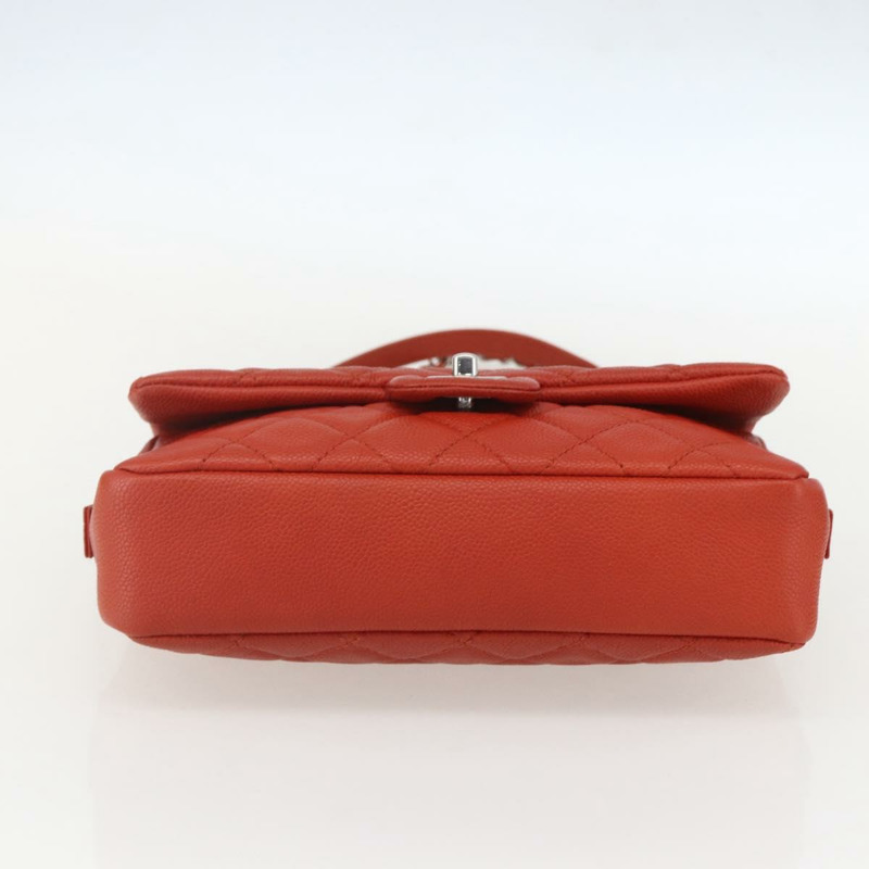 【日本直送】香奈兒 Matelasse 25 鏈條肩背包,魚子醬紋皮革,紅色,銀色雙C標誌,正品編號 159440V-4