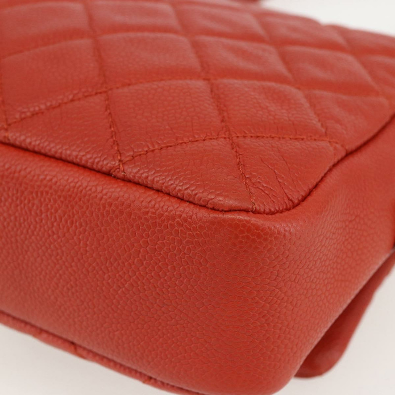 【日本直送】香奈兒 Matelasse 25 鏈條肩背包,魚子醬紋皮革,紅色,銀色雙C標誌,正品編號 159440V-14