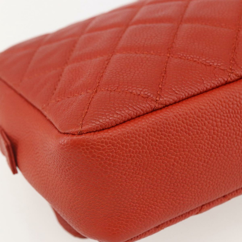 【日本直送】香奈兒 Matelasse 25 鏈條肩背包,魚子醬紋皮革,紅色,銀色雙C標誌,正品編號 159440V-15