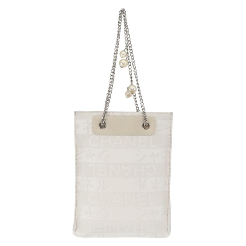 【日本直送】香奈兒 (CHANEL) 尼龍白色銀色雙C標誌鏈條單背包 Auth 159317SAM-1