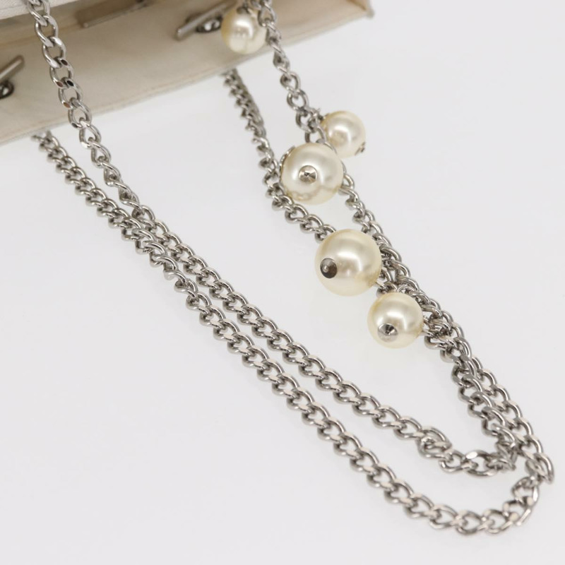 【日本直送】香奈兒 (CHANEL) 尼龍白色銀色雙C標誌鏈條單背包 Auth 159317SAM-6