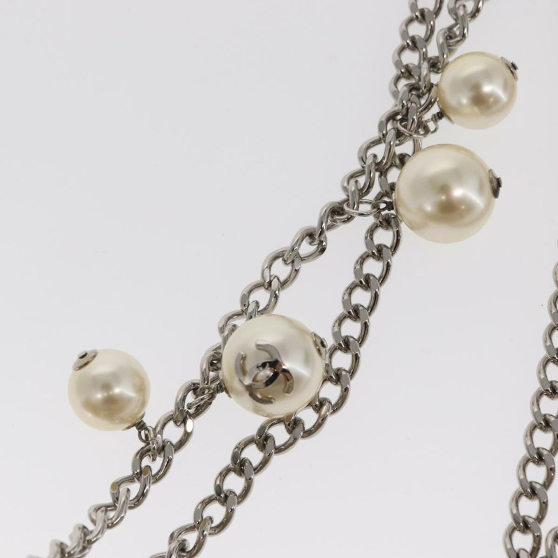 【日本直送】香奈兒 (CHANEL) 尼龍白色銀色雙C標誌鏈條單背包 Auth 159317SAM-7