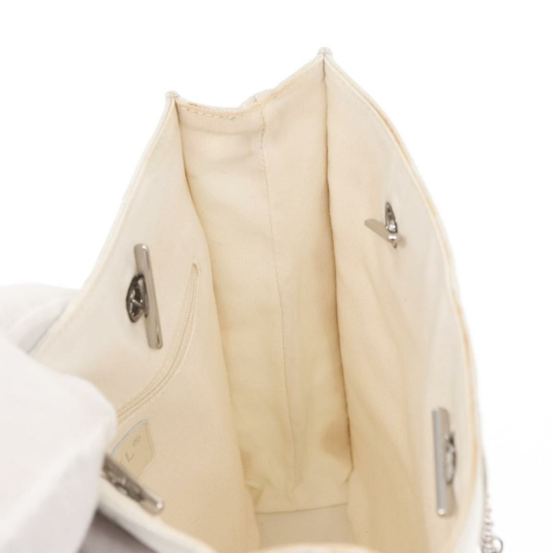 【日本直送】香奈兒 (CHANEL) 尼龍白色銀色雙C標誌鏈條單背包 Auth 159317SAM-20