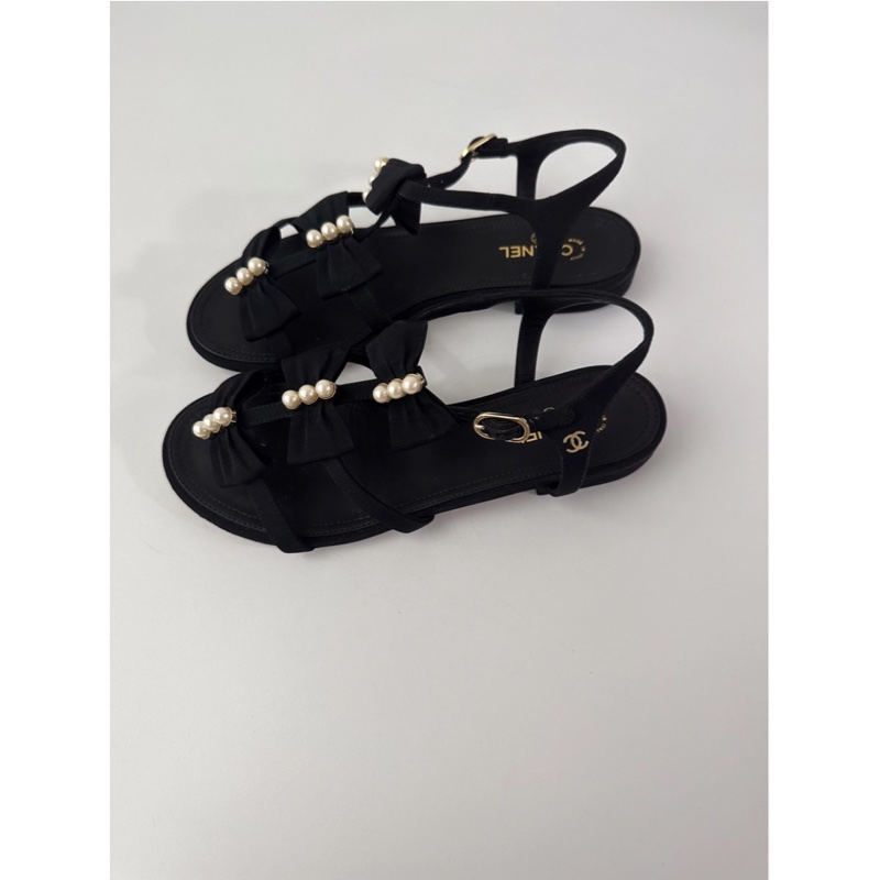 Chanel 黑色涼鞋-1