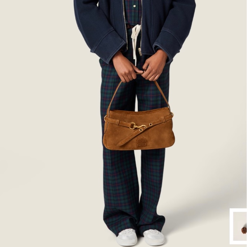 (9.5成新)miu miu麂皮肩背包 aventure Miumiu-4