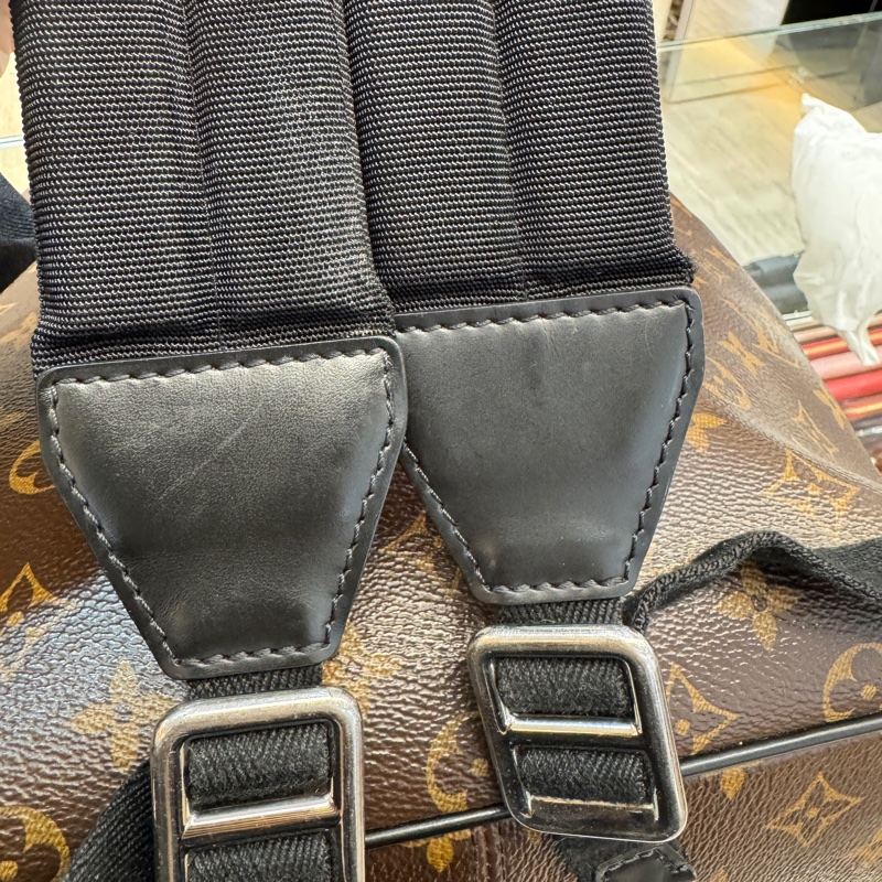 🧳路易威登後背包LV原花JOSH Macassar牛皮滾邊雙拉鍊後背包M41530-15