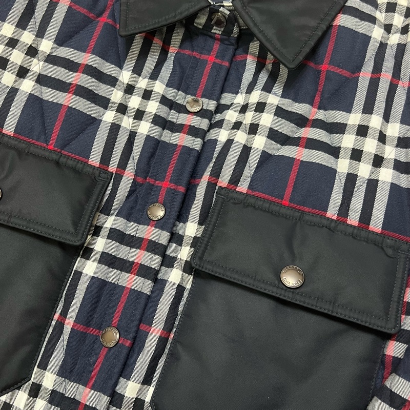 Burberry 絎縫格紋棉法蘭絨襯衫 藍色格紋-1