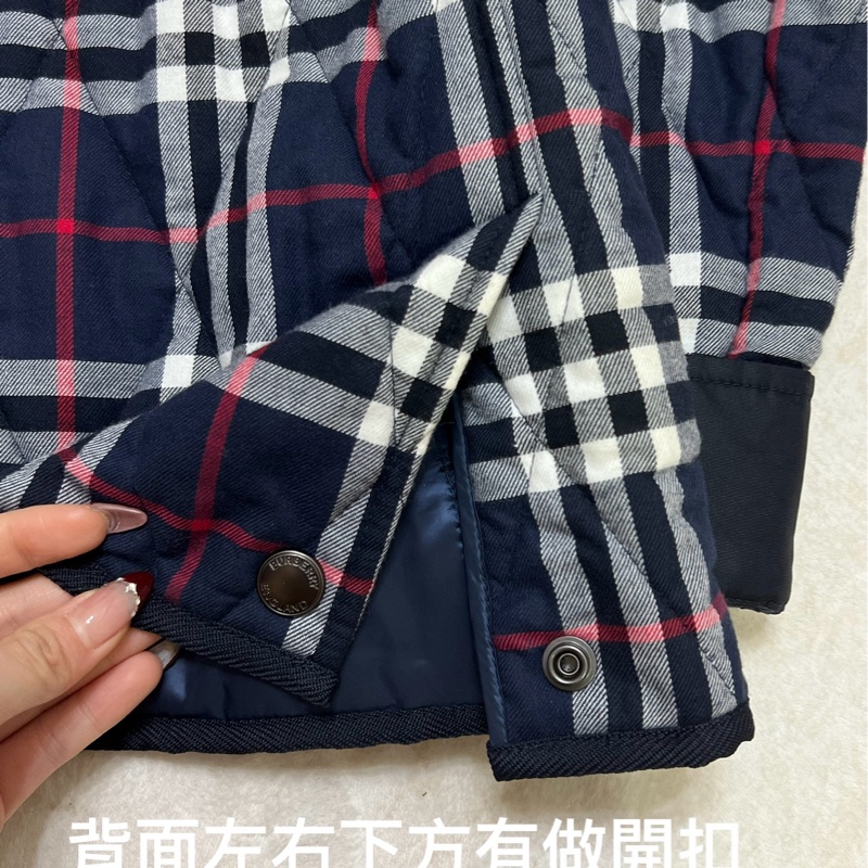 Burberry 絎縫格紋棉法蘭絨襯衫 藍色格紋-12