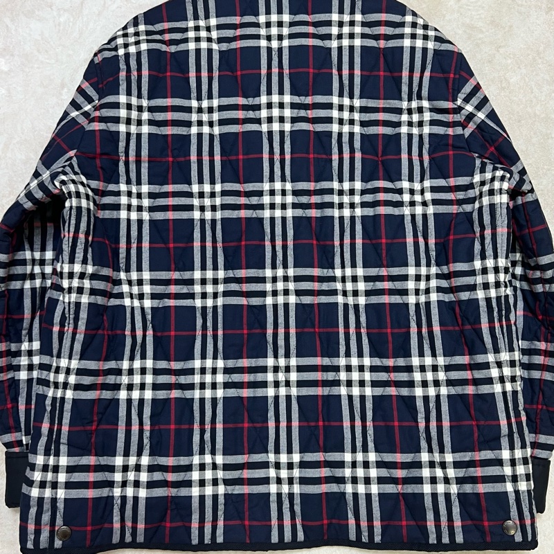 Burberry 絎縫格紋棉法蘭絨襯衫 藍色格紋-13