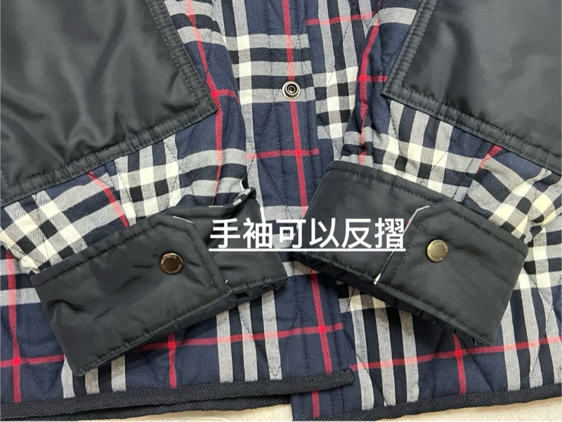 Burberry 絎縫格紋棉法蘭絨襯衫 藍色格紋-14