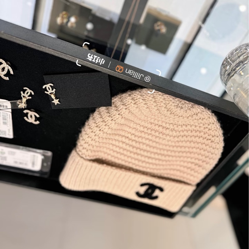 CHANEL 黑logo立體編織紋毛帽👒克什米爾-1