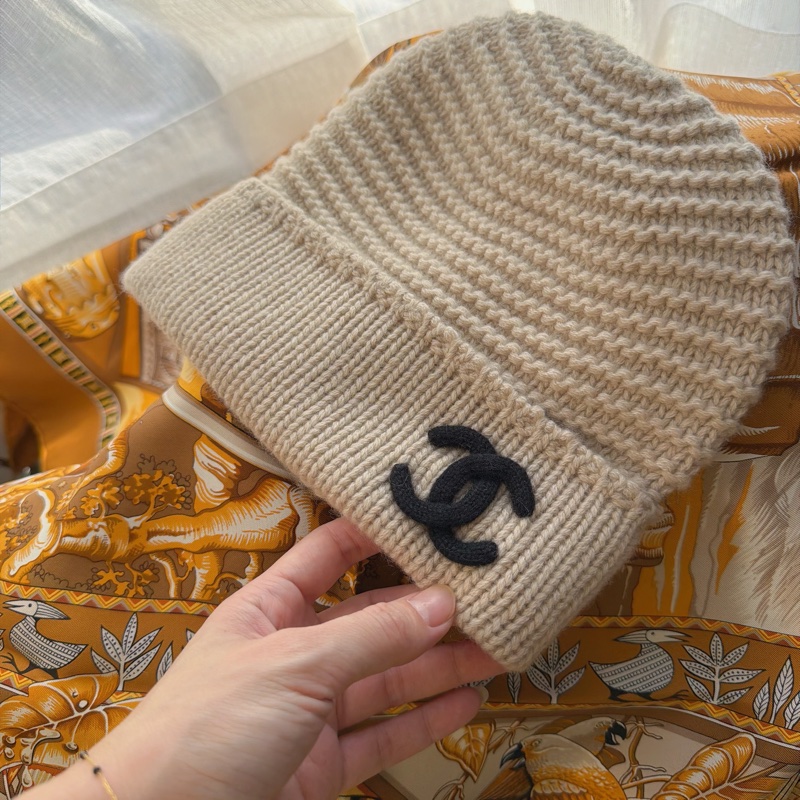 CHANEL 黑logo立體編織紋毛帽👒克什米爾-2