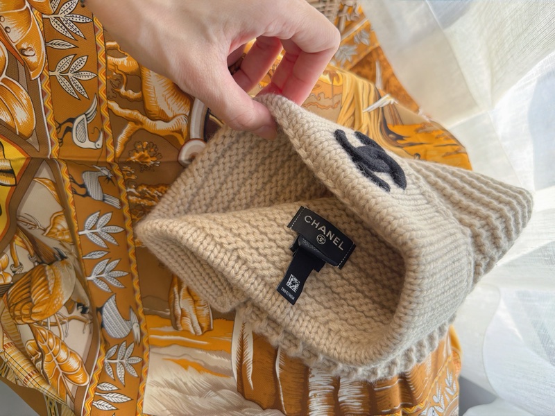 CHANEL 黑logo立體編織紋毛帽👒克什米爾-4