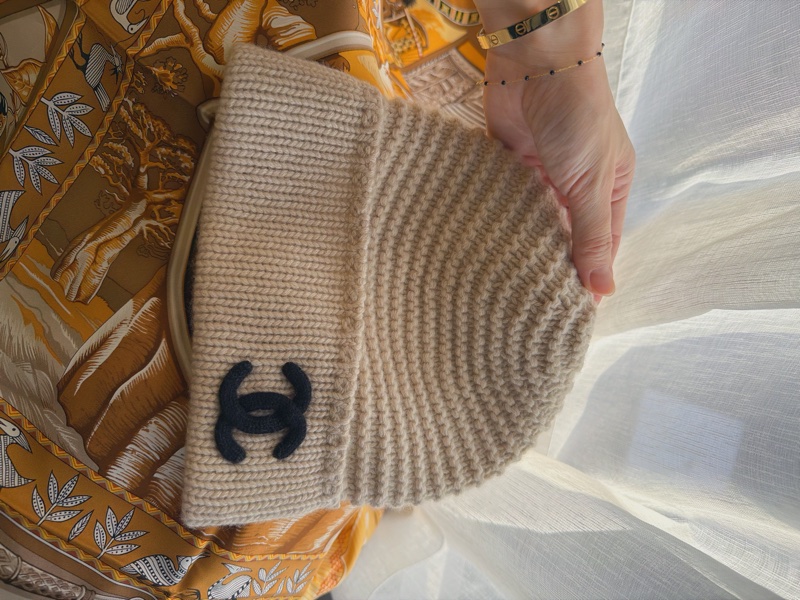 CHANEL 黑logo立體編織紋毛帽👒克什米爾-6