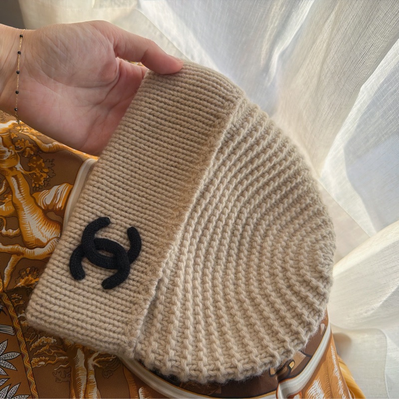 CHANEL 黑logo立體編織紋毛帽👒克什米爾-7
