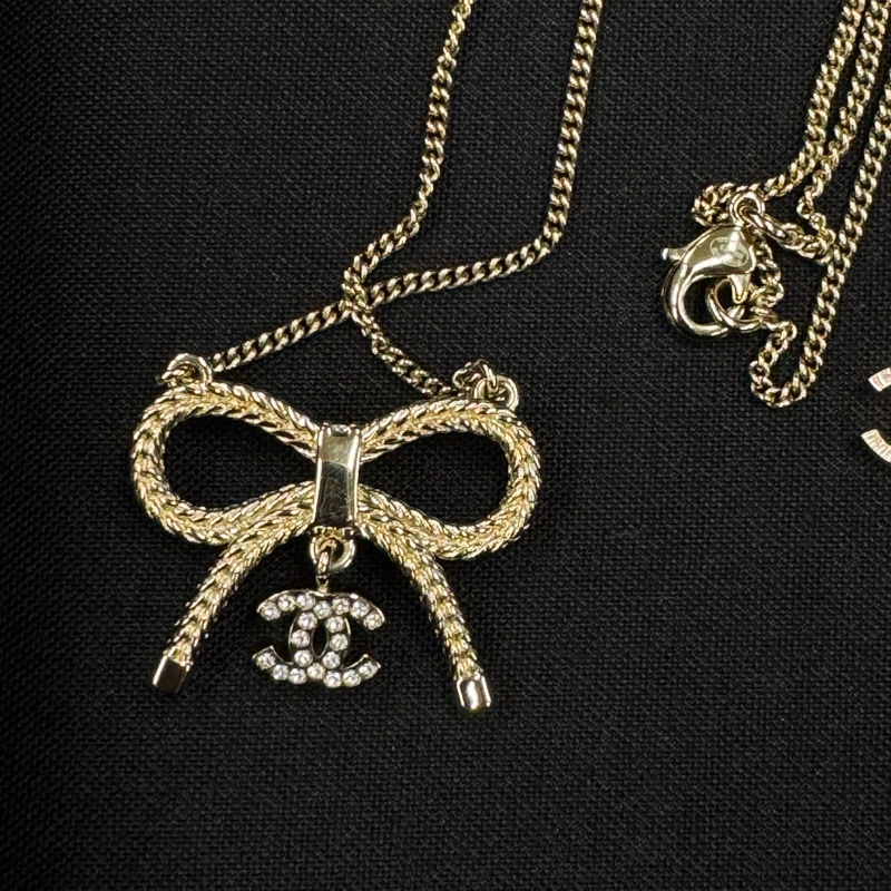 香奈兒 Chanel 24K超美 蝴蝶結 項鏈 /毛衣鏈-1