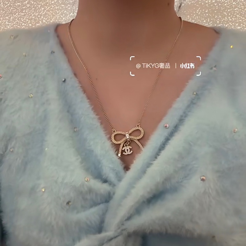 香奈兒 Chanel 24K超美 蝴蝶結 項鏈 /毛衣鏈-3
