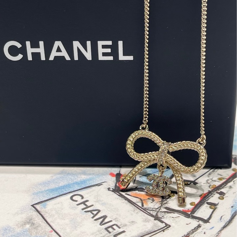 香奈兒 Chanel 24K超美 蝴蝶結 項鏈 /毛衣鏈-4