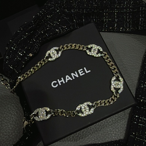CHANEL 細緻光澤水鑽5花項鍊necklace頸鏈手鍊⭐️choker