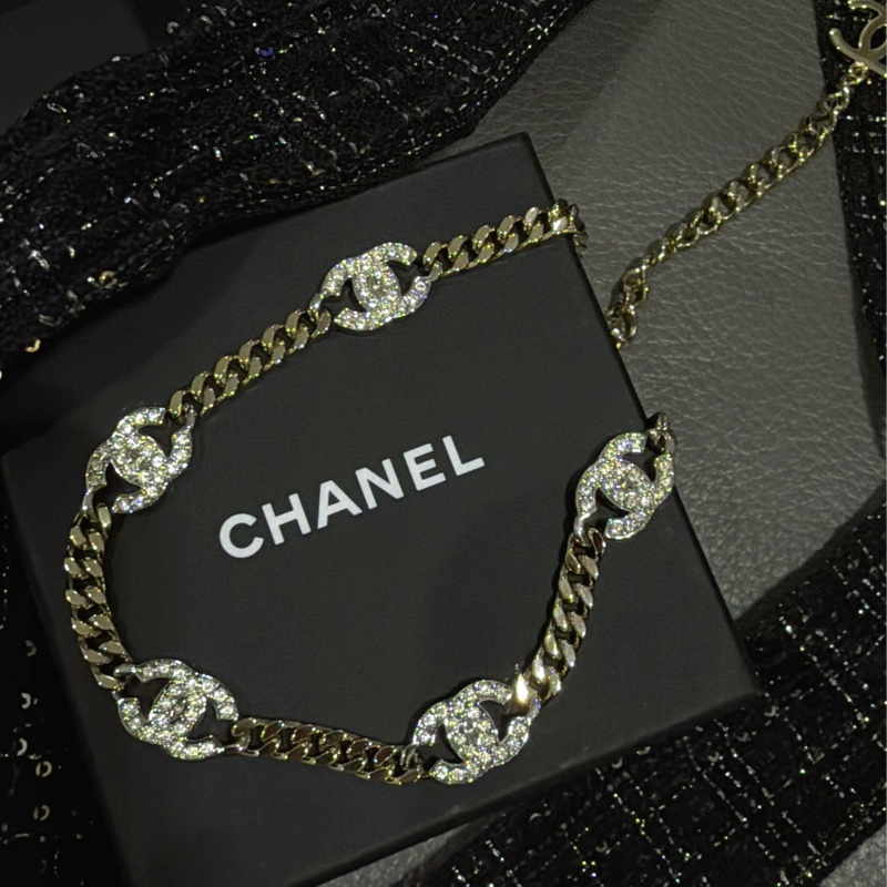 CHANEL 細緻光澤水鑽5花項鍊necklace頸鏈手鍊⭐️choker-1