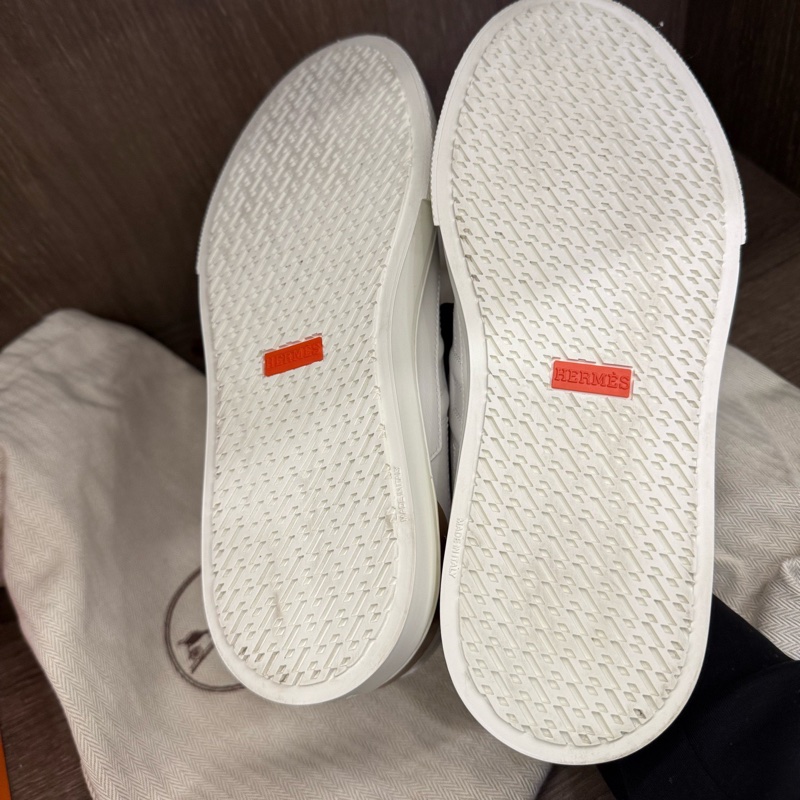 98新 Hermes小白鞋愛馬仕Deep白色棕尾板鞋愛馬仕休閒鞋 Size: 38碼 有塵袋-8