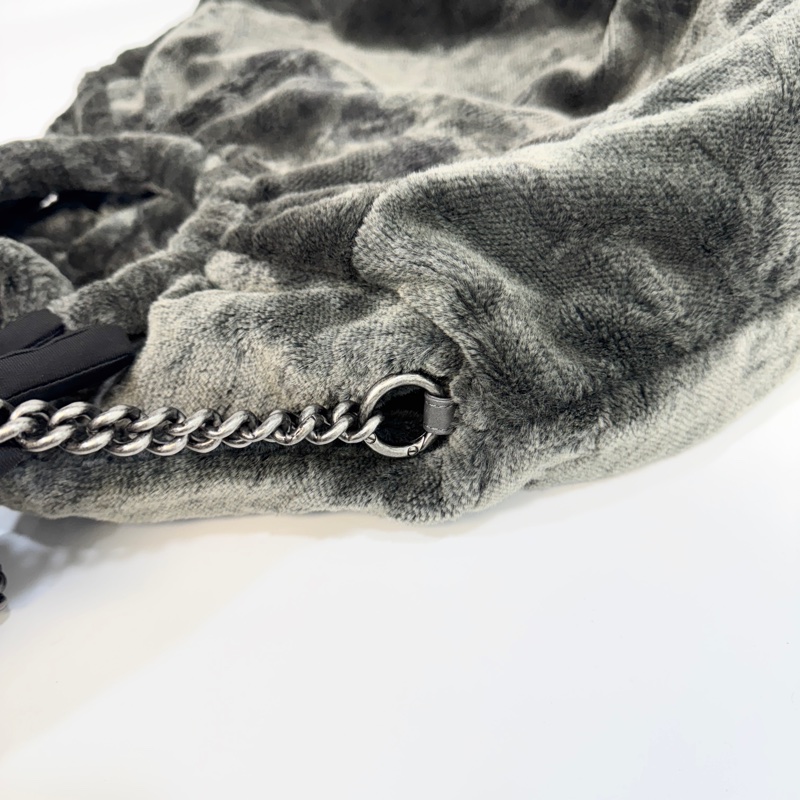 🩶香奈兒皮草HOBO CHANEL灰色vintage毛毛雙C 手提肩背包-19