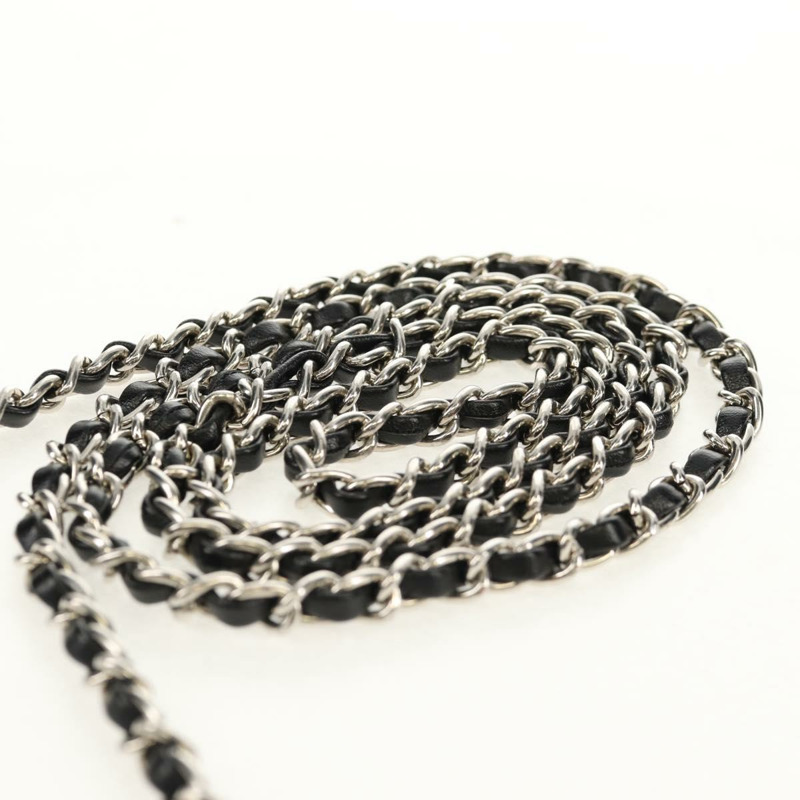 【日本直送】香奈兒 Cambon 系列鏈條肩背包，黑色皮革，銀色雙C標誌，正品編號 157964SAV-7