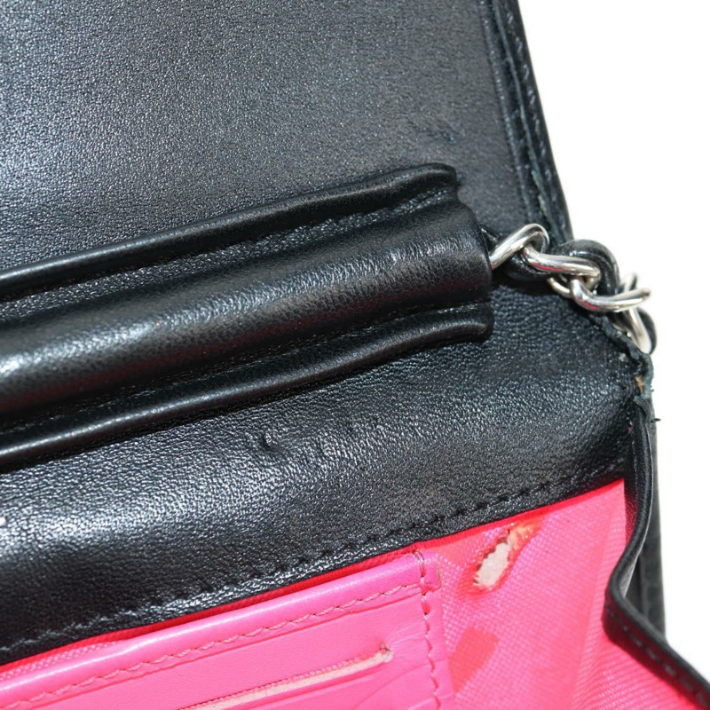 【日本直送】香奈兒 Cambon 系列鏈條肩背包，黑色皮革，銀色雙C標誌，正品編號 157964SAV-20