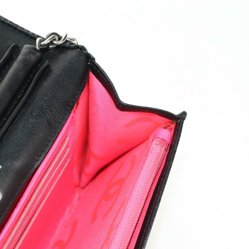 【日本直送】香奈兒 Cambon 系列鏈條肩背包，黑色皮革，銀色雙C標誌，正品編號 157964SAV-22