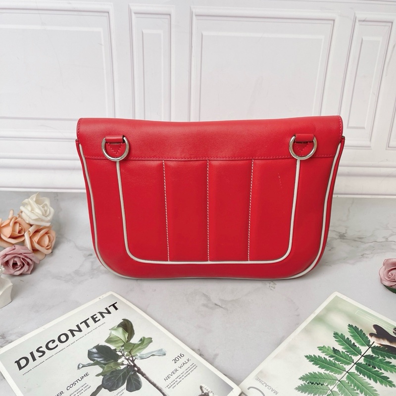 Hermes 紅色拼白邊Berlin28肩背包 28×21×8 98新配件塵袋-5